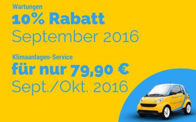 10% Rabatt auf Wartungsdienste (September 2016) und Klimaanlagen-Service für 79,90 € (Sept/Okt)